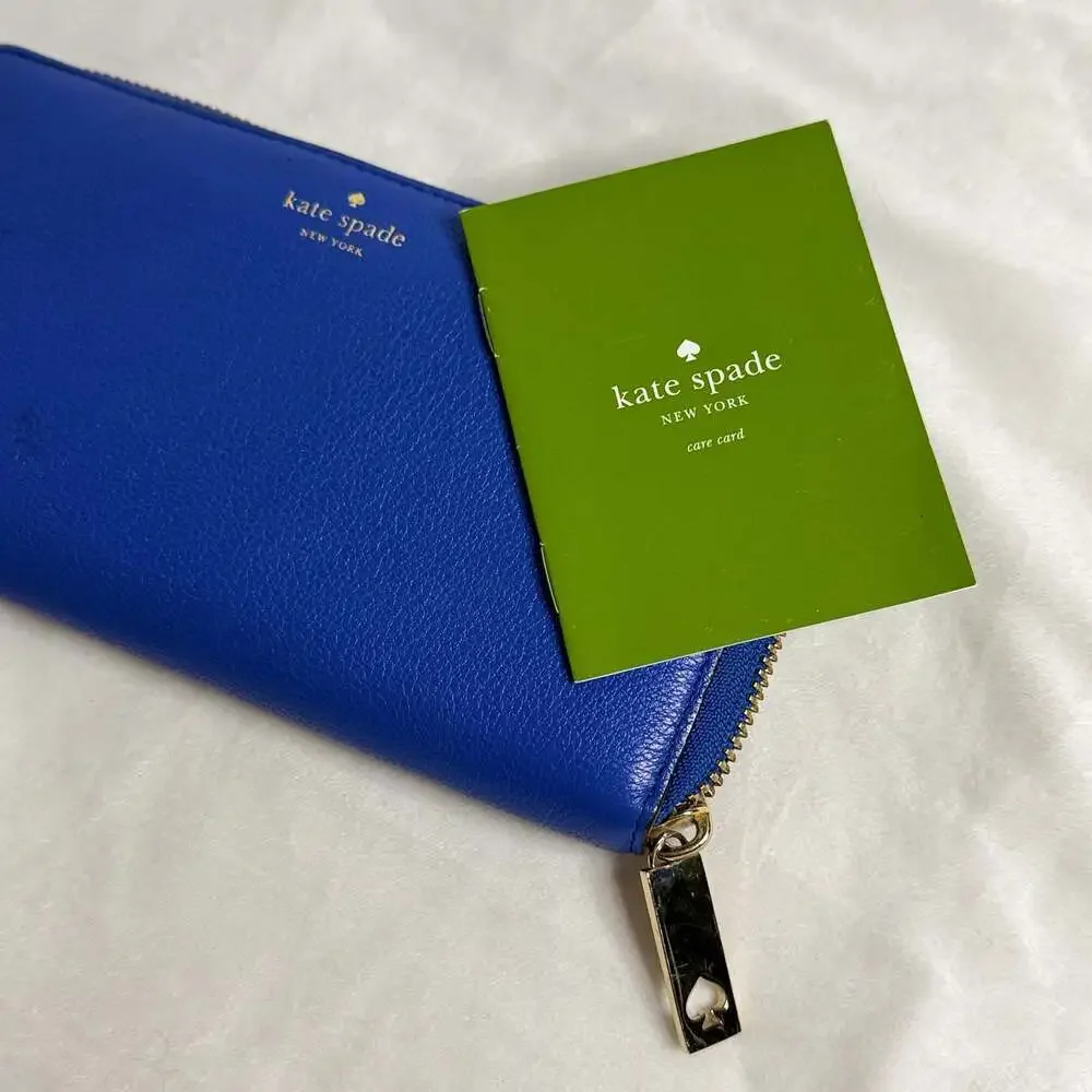 Kate Spade New York Neda Pebble Leather Zip Around Accordion Wallet in Blue